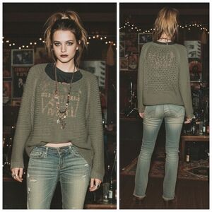 H&M M Indie Sleeze Boho Grunge Edgy Contemporary Crochet Open Knit Sweater